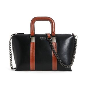 women solid structured satchel bag